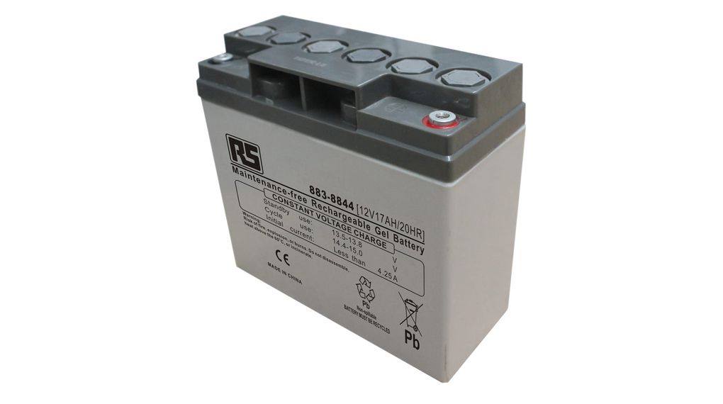 Rechargeable Battery, T12, Lead-Acid, 12V, 17Ah, Screw Terminal